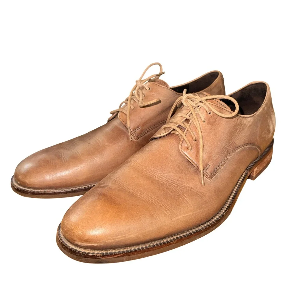 Cole Haan Derby Shoes Mens 8.5 Pre-Owned Dress Shoes Tan Leather Lace Up C11434